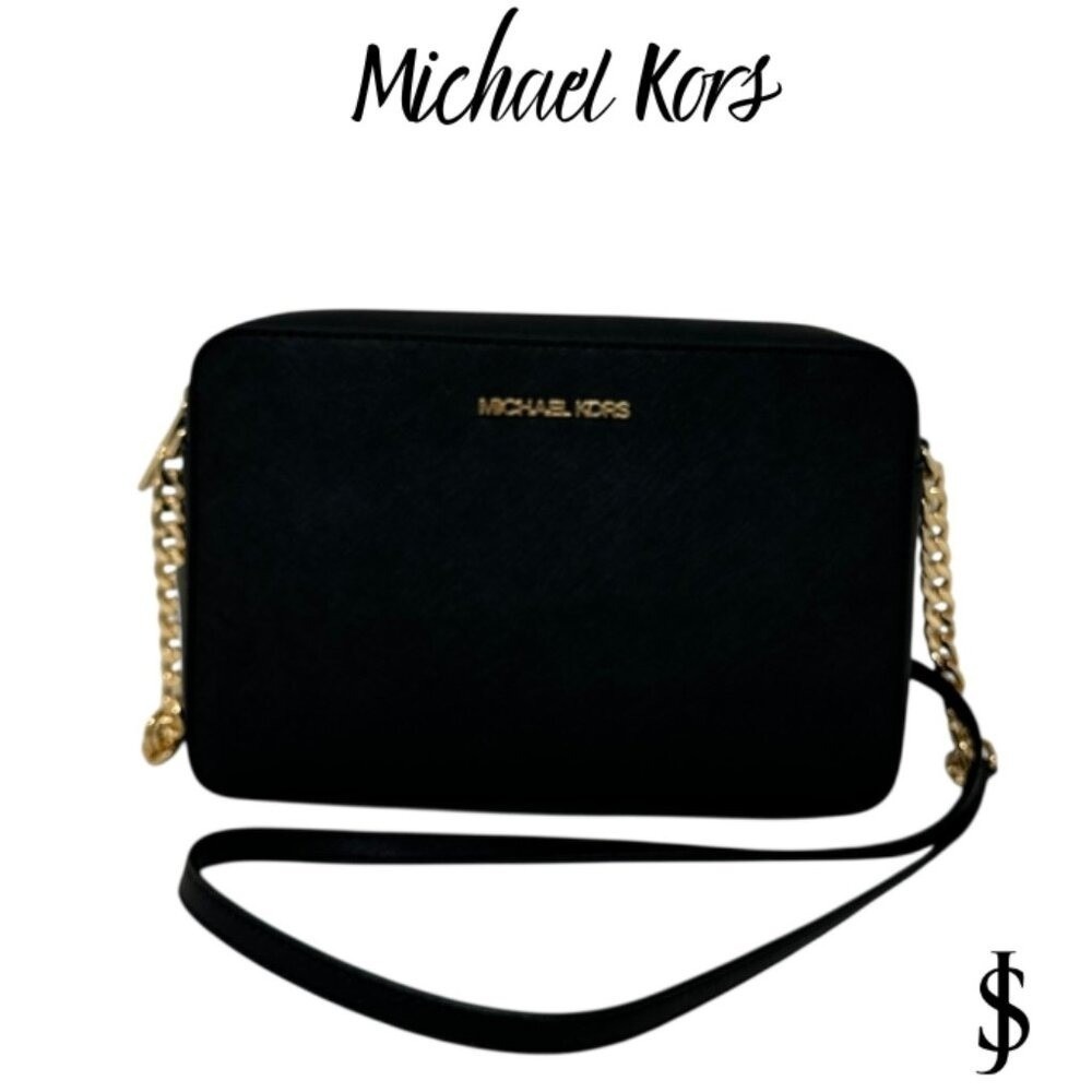 NWT:‎ Michael Kors Jet Set Large Saffiano Leather Crossbody Bag - Black